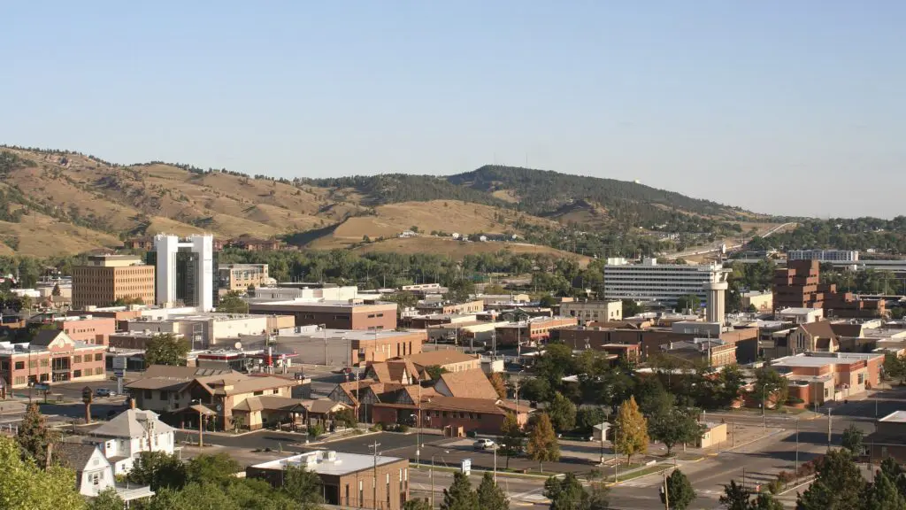 A wide angle of the Rapid City Skyline in Rapid City, South Dakota