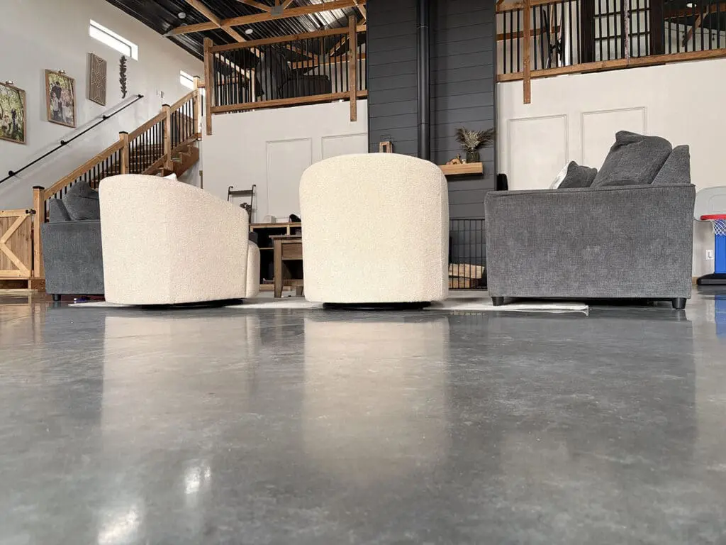 Living Room with Polished Concrete Flooring